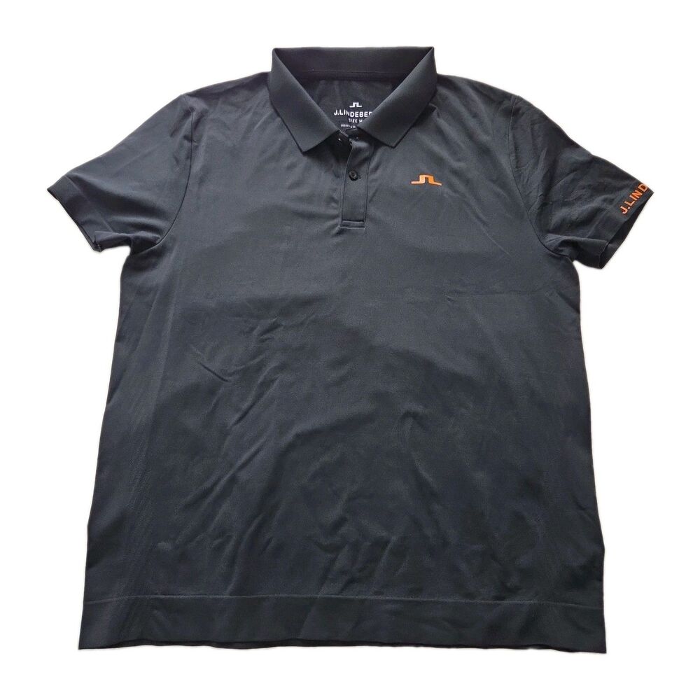 J Lindeberg Men's SHIRT POLO Lucius  Regular Fit Golf Black Sz M Medium NEW